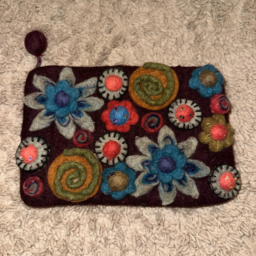 Colorful Floral Wool Clutch